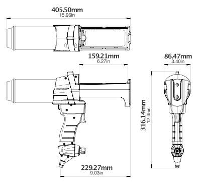 sulzer mixpac 2 part pneumatic dispenser DP2X-200 dimensions