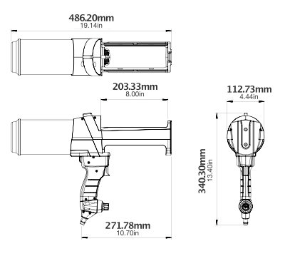 sulzer mixpac 2 part pneumatic dispenser DP2X-400 dimensions