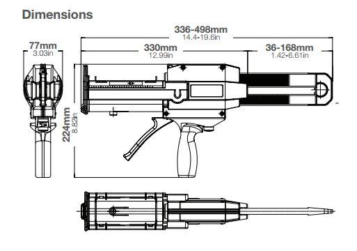 sulzer mixpac two part manual dispenser DM 200 01 dimensions