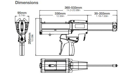 sulzer mixpac two part manual dispenser DM 400 04 dimensions