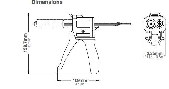 sulzer mixpac two part manual dispenser DS 51 04 00 dimensions
